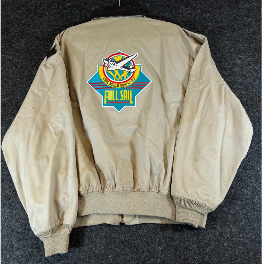 Vintage Avirex Type A-2 Full Sail Bomber Jacket Tan XL Military Appreciation